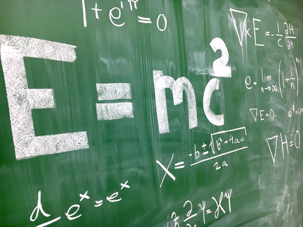 E=mc^2 equation depicting mass-energy equivalence.