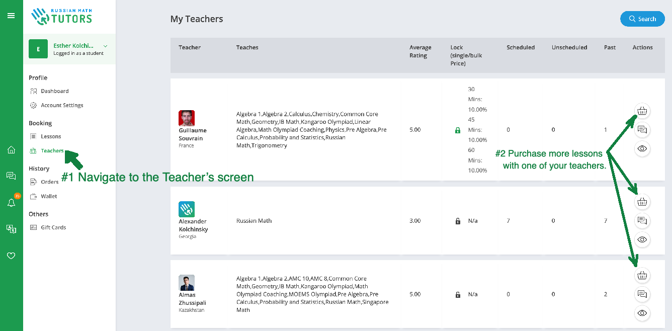 Buy more lessons from the Teacher's screen