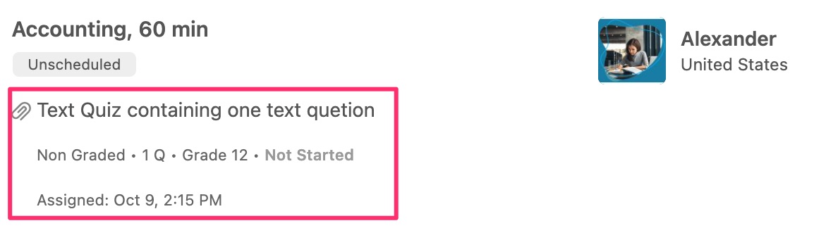 How do students take quizzes? - Documentation image