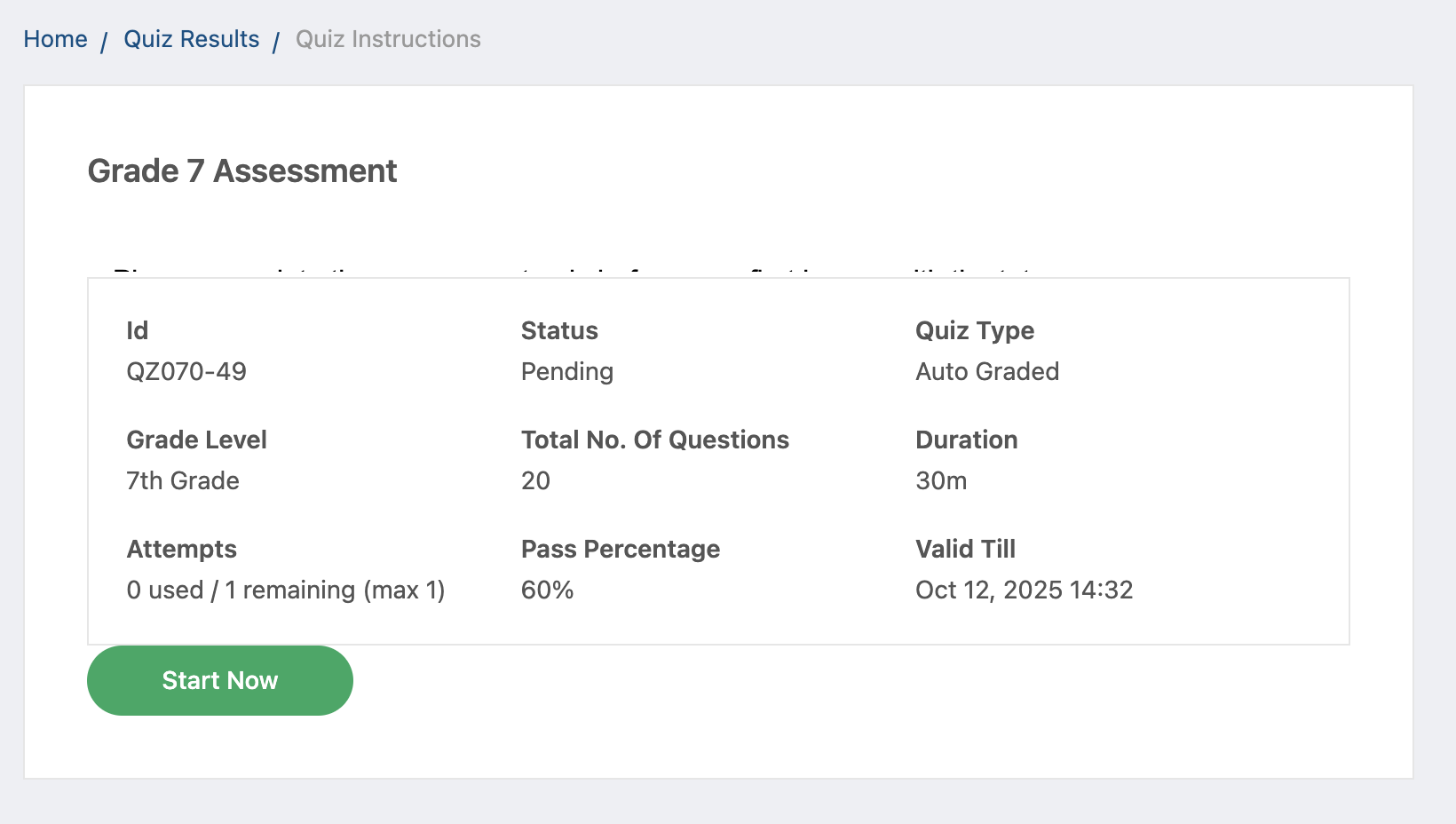 How do students take quizzes? - Documentation image